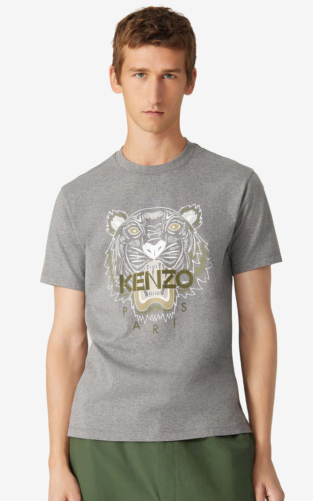 T Shirt Kenzo Homme Tiger Grise WRAXU-3981